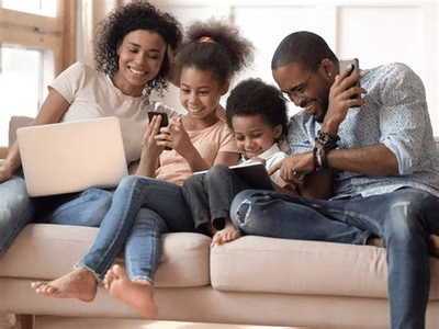 Family reading together